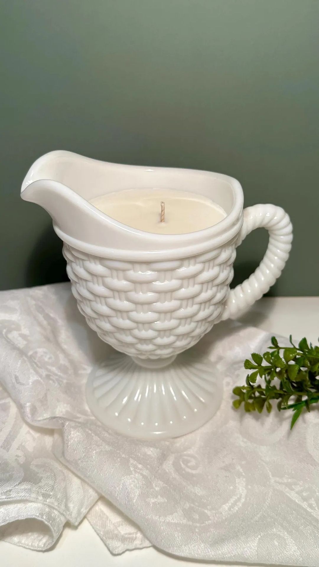 Basket Weave Footed Creamer or Pitcher